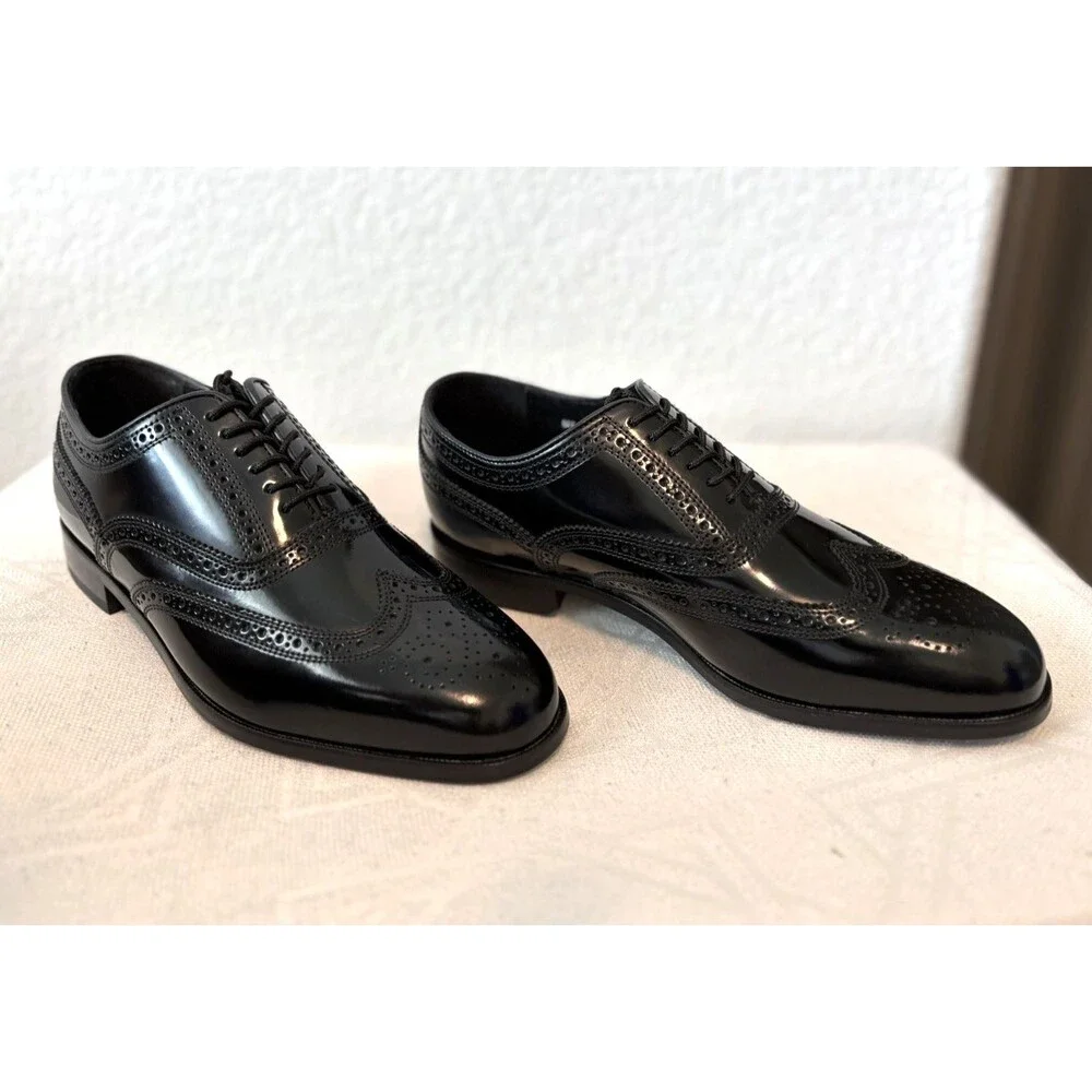 Florsheim Lexington Men's Black Wing-Tip Leather Oxford Shoes Size 9.5D